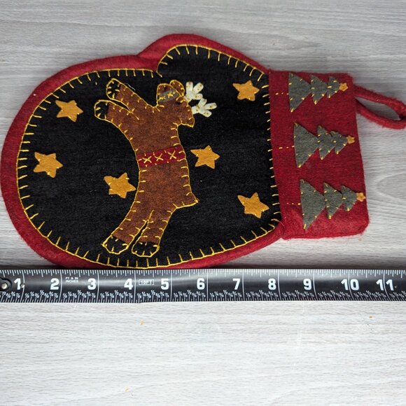 Felt Mitten Reindeer Christmas Stocking 11" x 8" - Picture 7 of 7